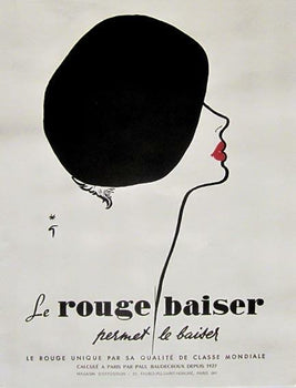 Le Rouge Baiser Poster Rene Gruau (Beret) Vintage Fashion Poster Dior Style