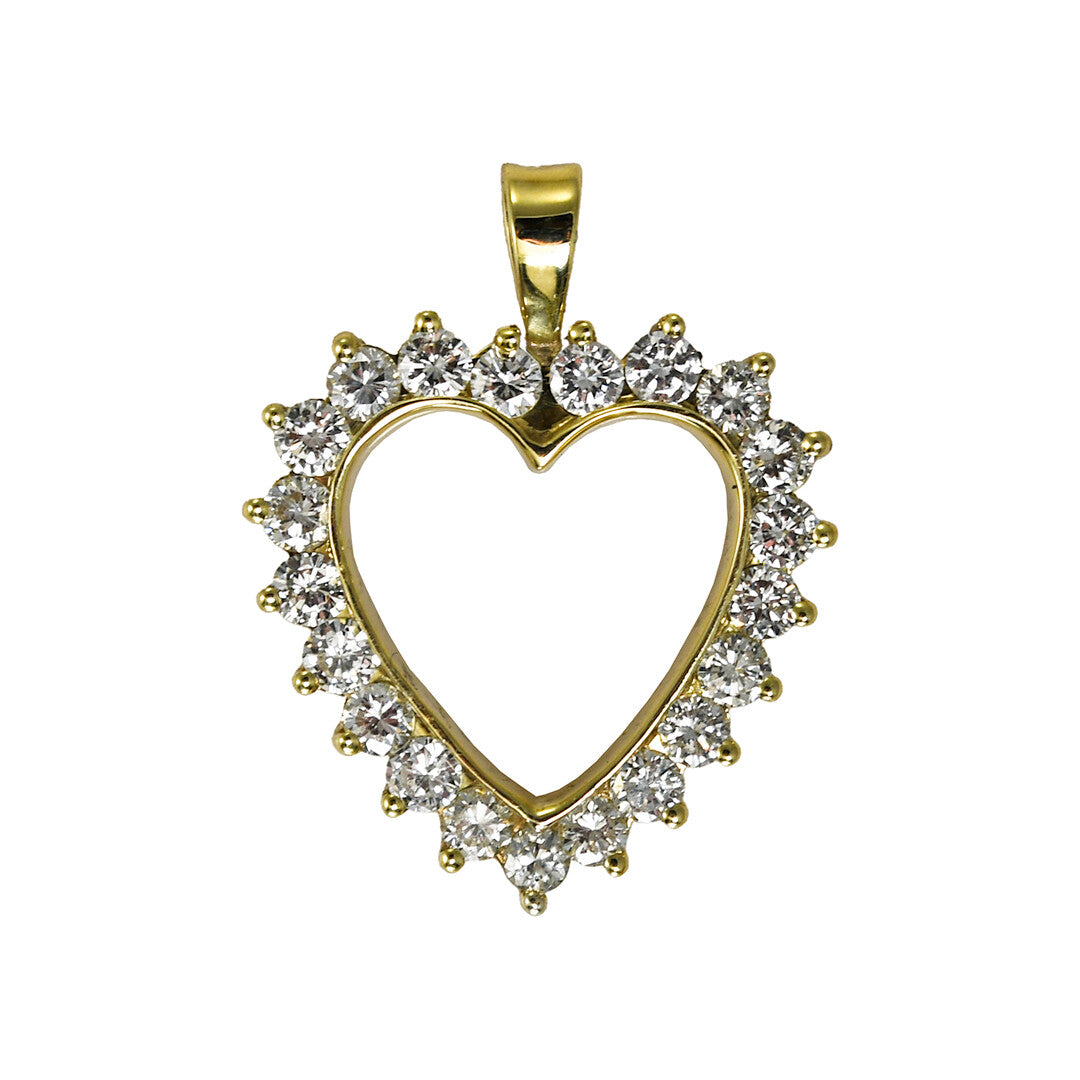 14K Yellow Gold Diamond Heart Pendant 1.00Ct