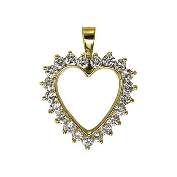 14K Yellow Gold Diamond Heart Pendant 1.00Ct