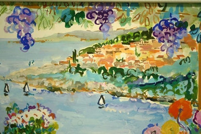 Eva Hannah "Positano" 1999 Gouache On Paper Signed Original Painting With Frame