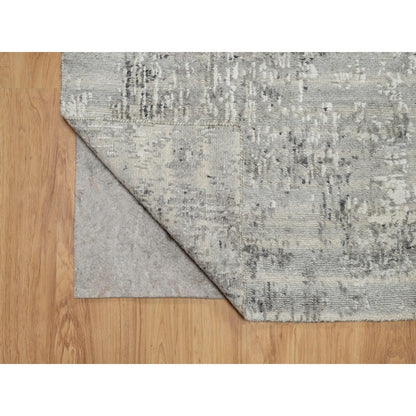 2'6"X29'9" Gray Hand Knotted Modern Undyed Natural Wool Xl Runner Rug