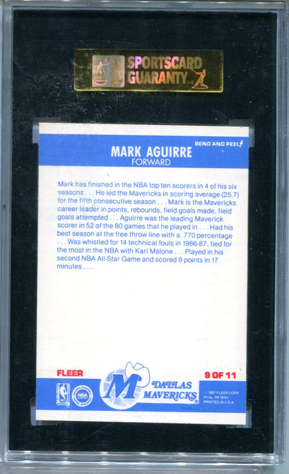 Mark Aguirre 1987-88 Fleer Sticker Sgc Nm 8 Card
