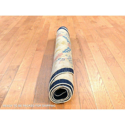 4'X6'9" Brown Antique Chinese Peking Oval Shape Wool Hand Knotted Rug