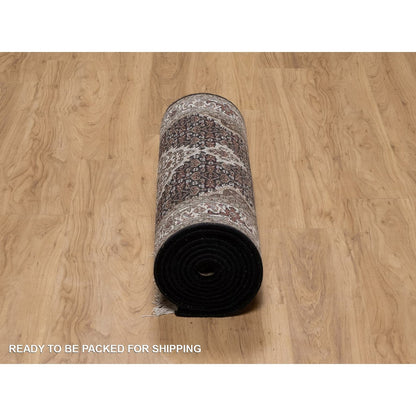 2'10"X14' Black Tebraz Mahi Medallion Design Wool Hand Knotted Runner Rug