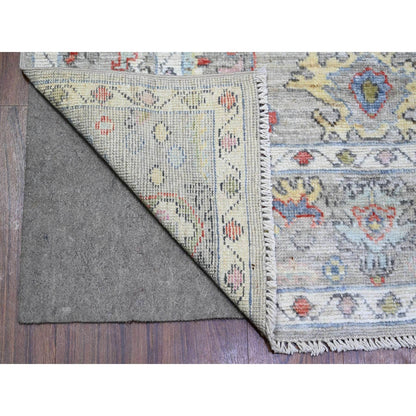 6'1"X9' Cloud Gray Afghan Angora Oushak Soft Wool Hand Knotted Rug