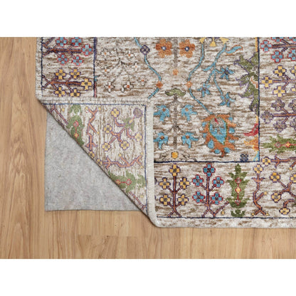 2'6"X23'10" Beige Wool And Silk Hand Knotted Vase Design Xl Runner Rug