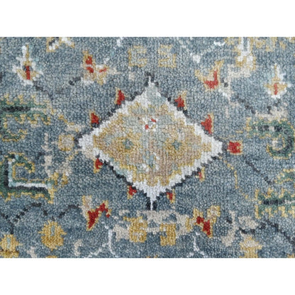 2'X3' Blue Wool Broken And Erased Zoroastrian Heris Hand Knotted Mat Rug