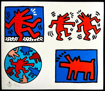 Keith Haring Lithograph From A Painting C.O.A. Signed In Pen Numbered In Pencil