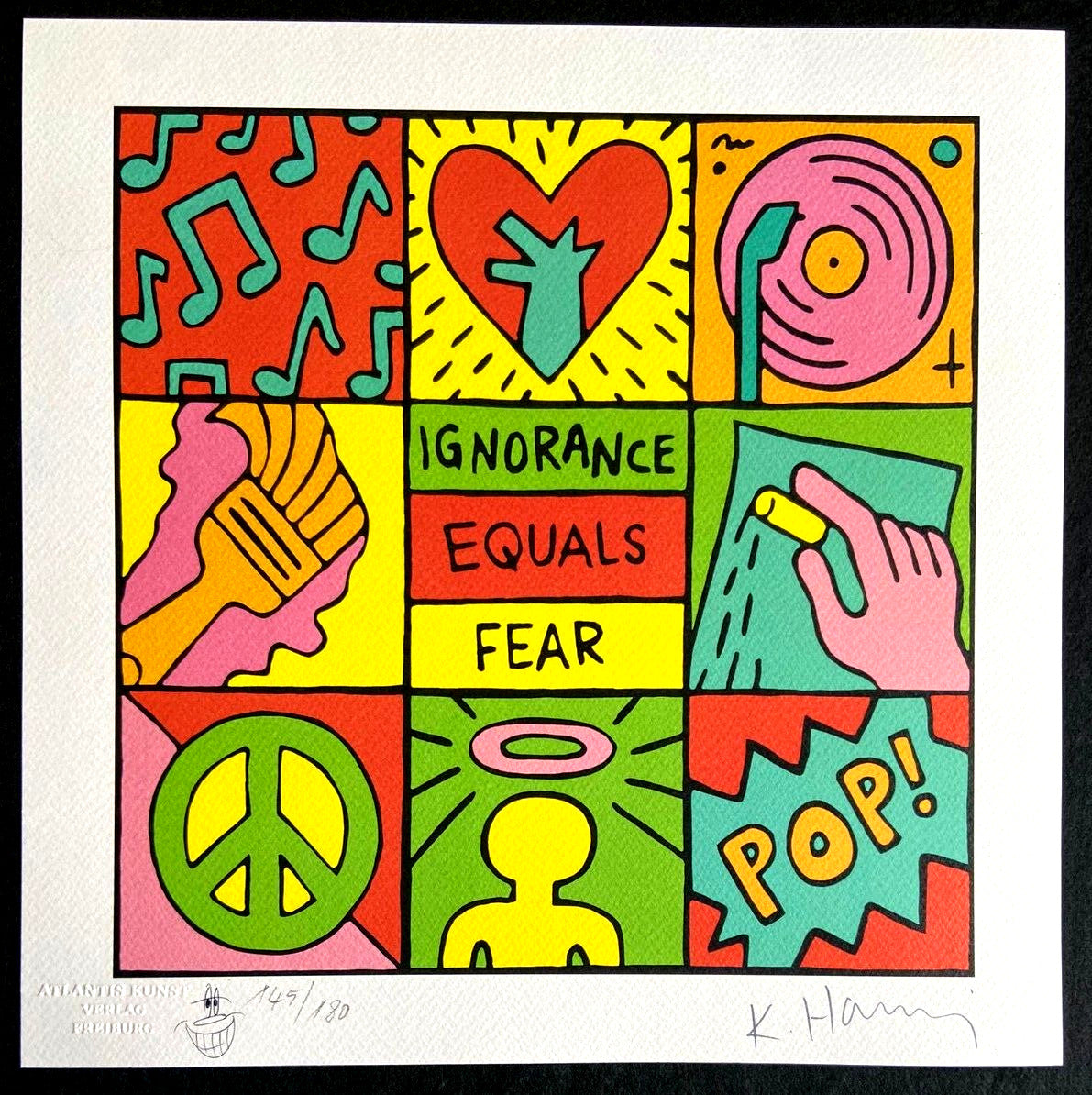 Keith Haring Lithograph From A Painting Coa Signed In Pen Numbered In Pencil!