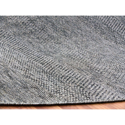 14'X14' Ellie Gray Hand Knotted Plain Modern Grass Design Wool Round Rug