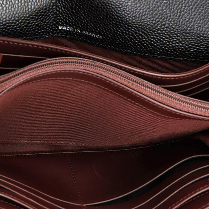 Chanel Cc Gusset Classic Flap Wallet Quilted Caviar Long