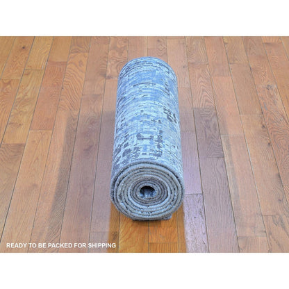 Rug 2'6"x12' Wool Runner Abstract Design Denser Weave Handmade