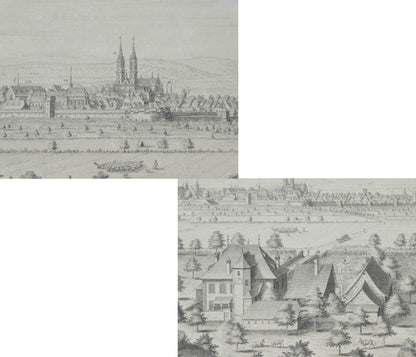 Emanuel Bchel & Johann Martin Weis Etching Print 'View Of Basel', Framed