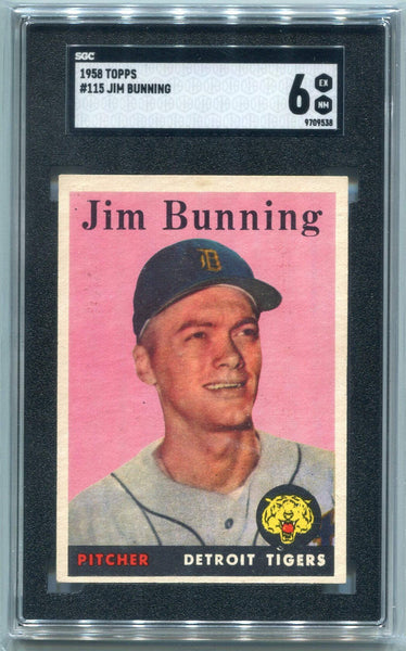 Jim Bunning 1958 Topps Card #115 Sgc Graded 6