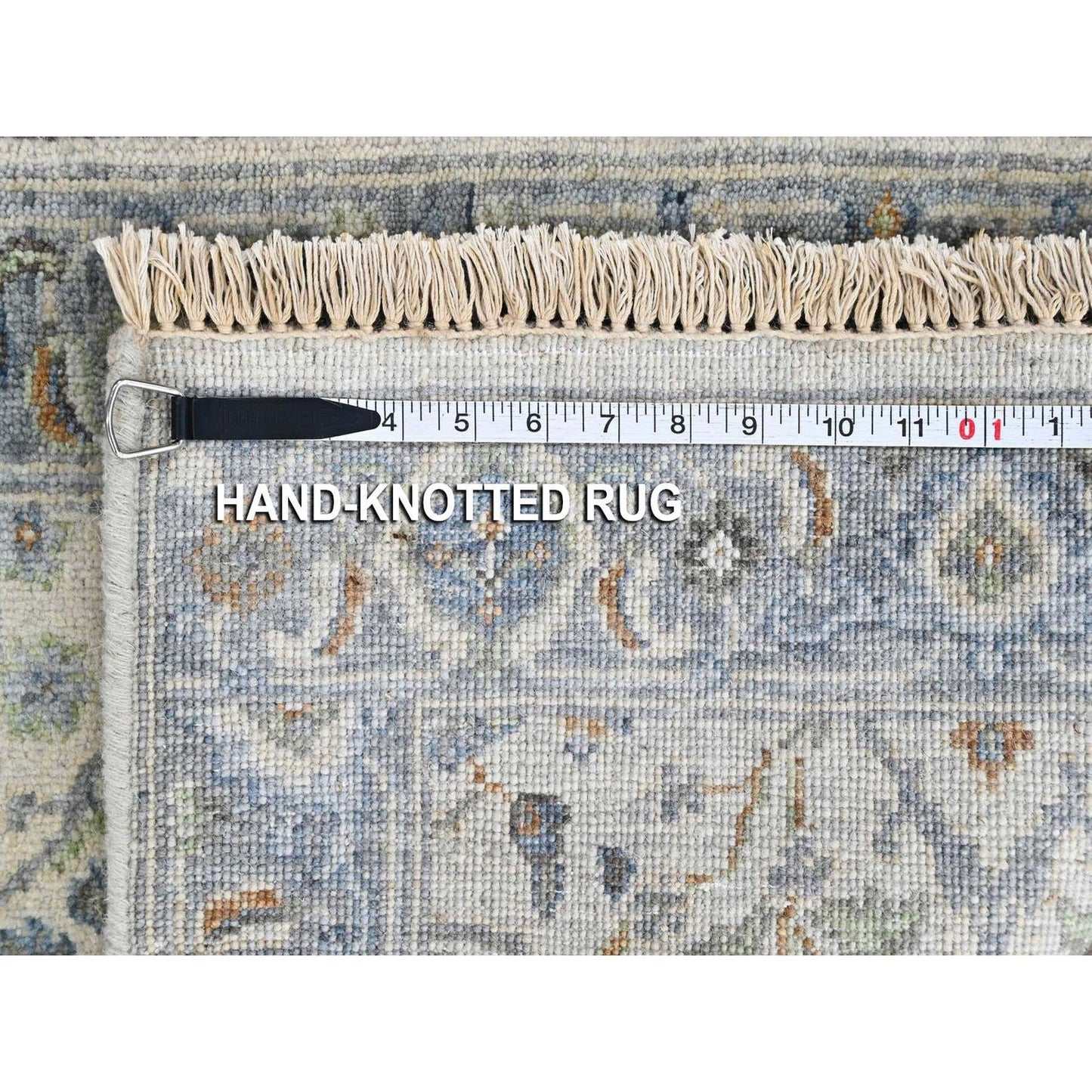 2'x3' Gray Oushak with Floral Motifs Hand Knotted Wool Mat Oriental Rug