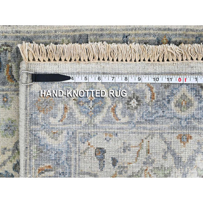 2'x3' Gray Oushak with Floral Motifs Hand Knotted Wool Mat Oriental Rug