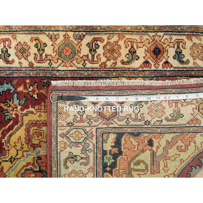 2'7"X22' Red Hand Knotted Heris Re-Creation Soft Wool Xl Runner Rug