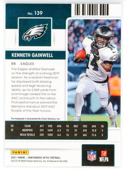 Kenneth Gainwell Autographed 2021 Panini Contenders Optic Rookie Ticket Card #13