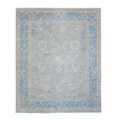 8'X10' Cloud Gray Wool Hand Knotted Finer Peshawar Rug