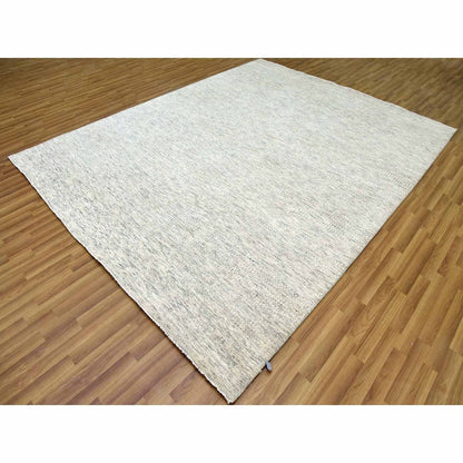 8'X10'1" Beige Hand Knotted Wool Organic Salt And Pepper Design Rug