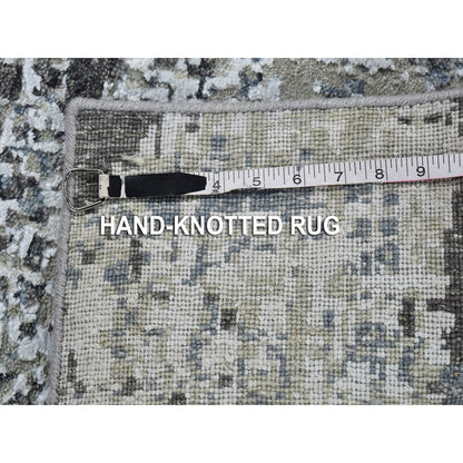 3'1"X5' Abstract Design Wool Denser Weave Hand Knotted Mat Rug