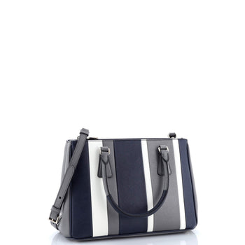 Prada Double Zip Lux Tote Striped Saffiano Leather Small