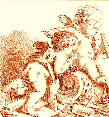 J.B. Huet Three Cherubs " Etching Renaissance Red