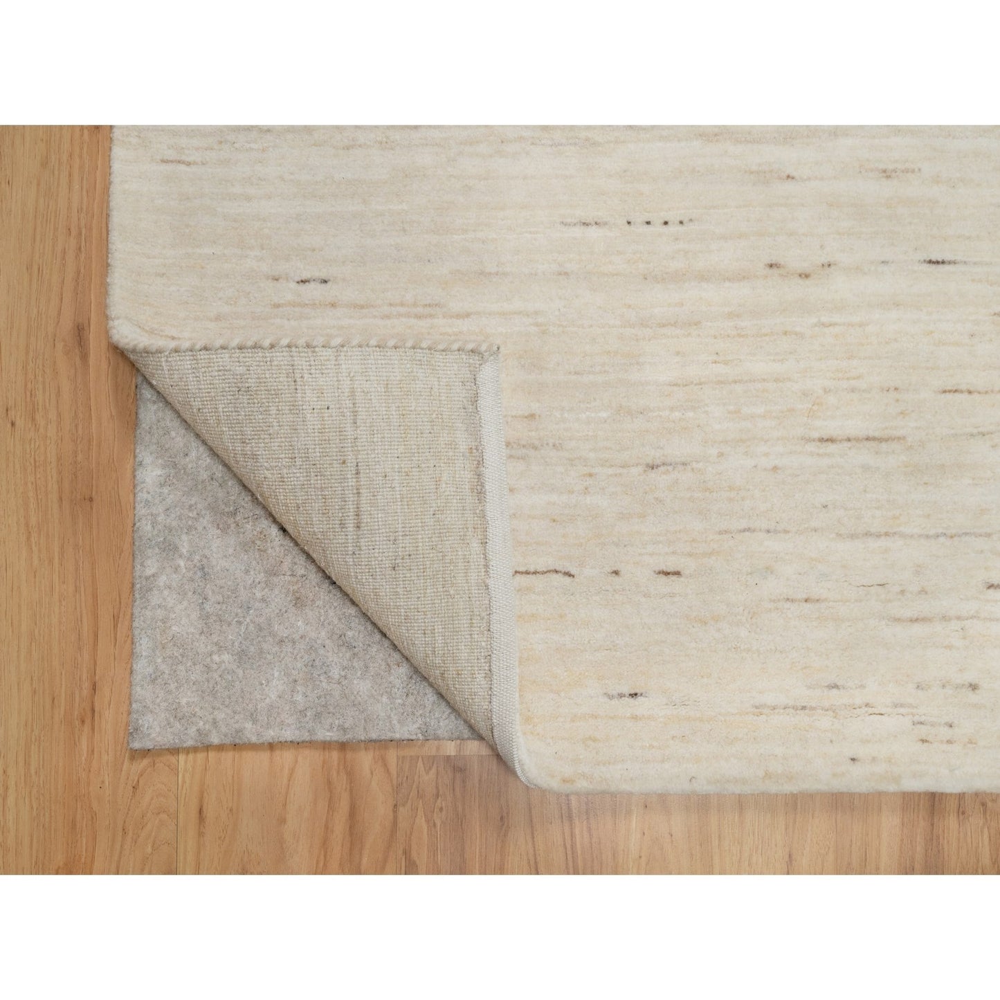 6'1"X9' White Hand Knotted Lori Buft Gabbeh Modern Design 100% Wool Rug