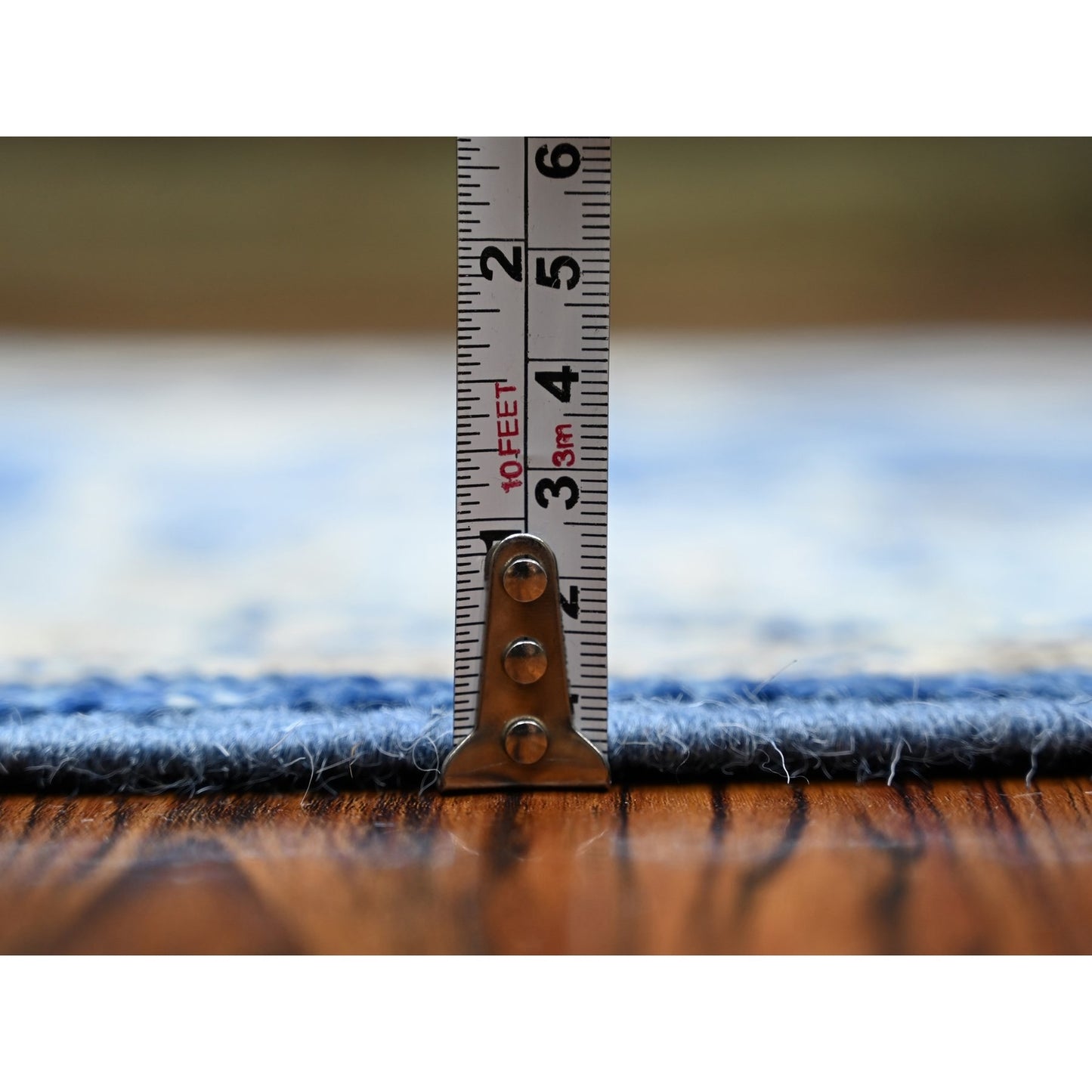 2'9"X12' Blue Wool Hand Knotted Afghan Angora Oushak Runner Rug