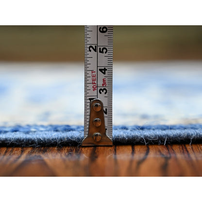 2'9"X12' Blue Wool Hand Knotted Afghan Angora Oushak Runner Rug