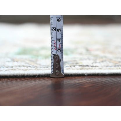 2'X3' White Afghan Angora Oushak Leaf Pattern Hand Knotted Wool Mat Rug