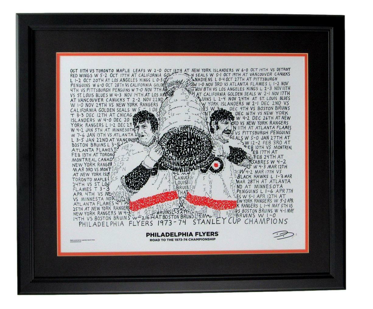 166788 Philadelphia Flyers 1973-74 Stanley Cup Champs 16x20 WORD ART Framed
