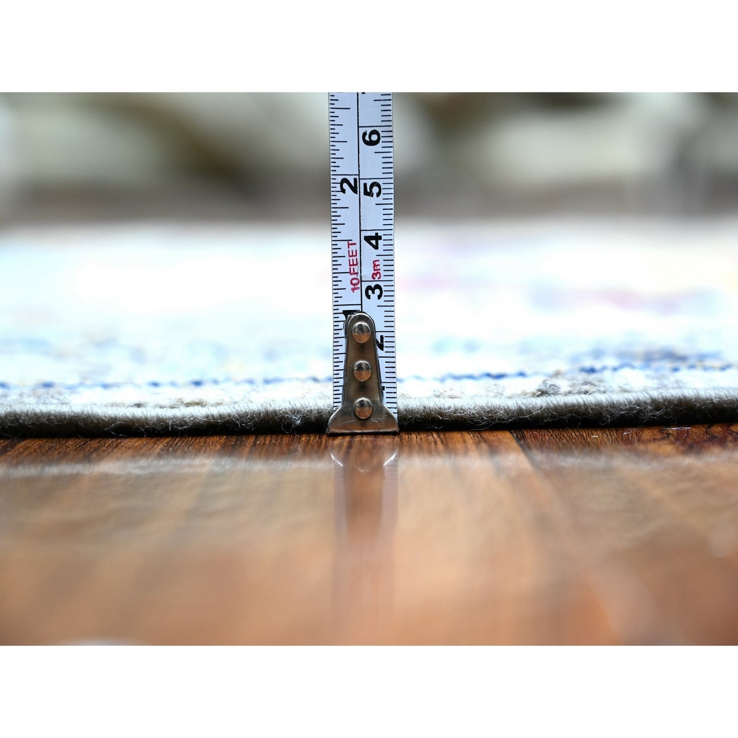 3'1"X9'9" Gray Angora Oushak Medallions Wool Hand Knotted Runner Rug