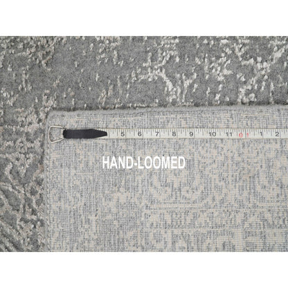 2'5"X12'2" Gray Fine Jacquard Hand Loomed Runner Wool And Art Silk Rug
