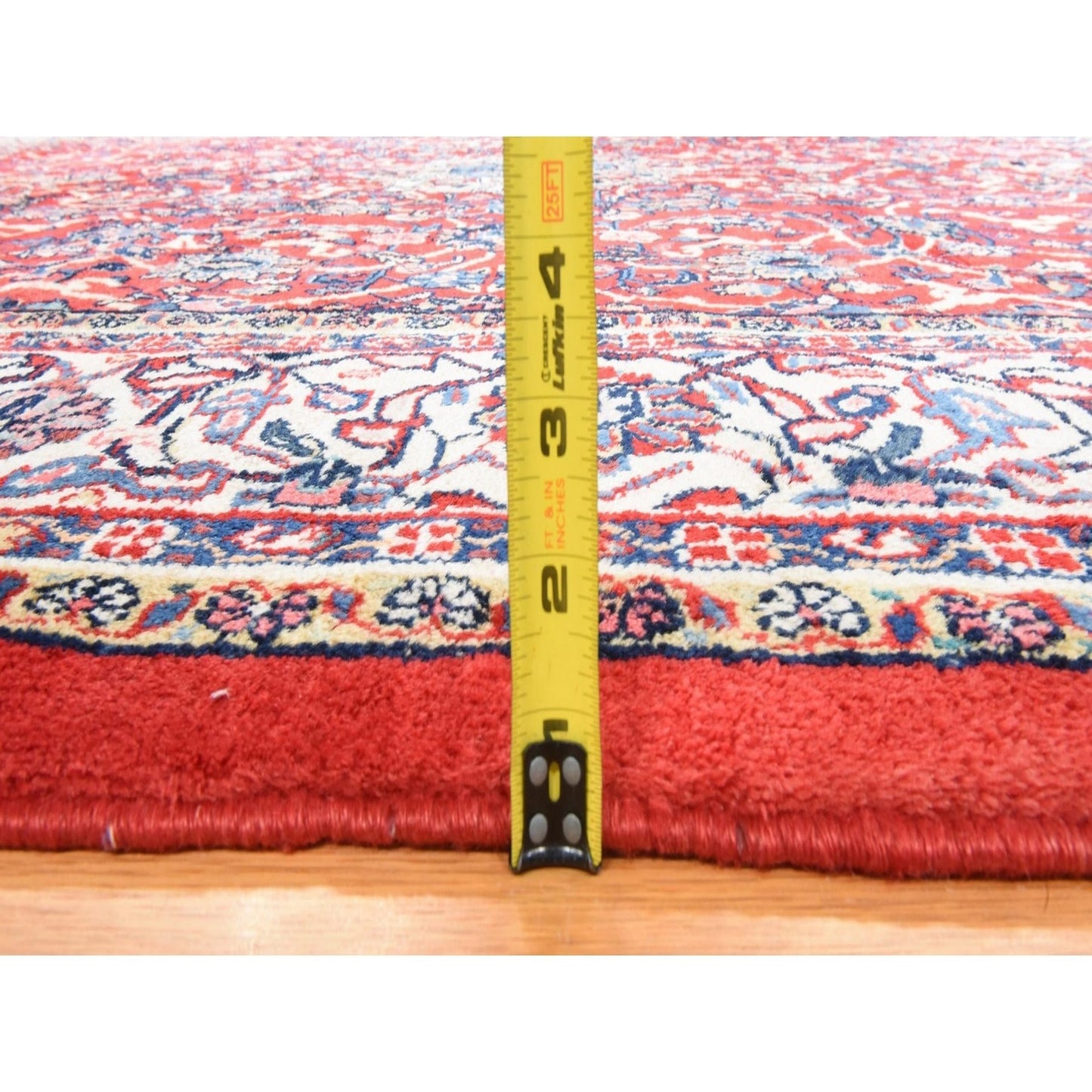 10'X13'10" Red Semi Antique Zoroastrian Saroogh All Wool Hand Knotted Rug