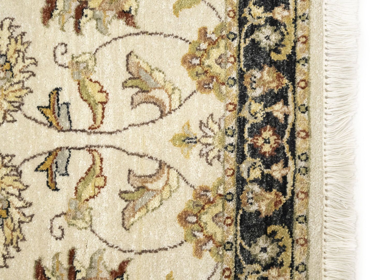 Hand-Knotted Agra Jaipur Runner Rug Floral Wool