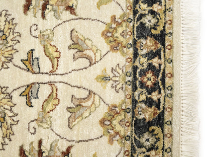 Hand-Knotted Agra Jaipur Runner Rug Floral Wool