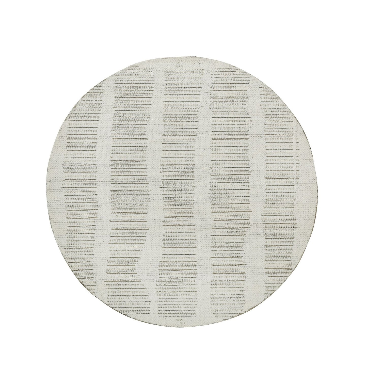 5'X5' Ivory Wool Rug Flat Weave With Textured Pile Hand Woven Round