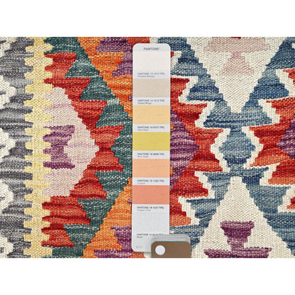 2'10"X8'1" Colorful Afghan Kilim 100% Wool Rug Flat Weave Hand Woven Runner