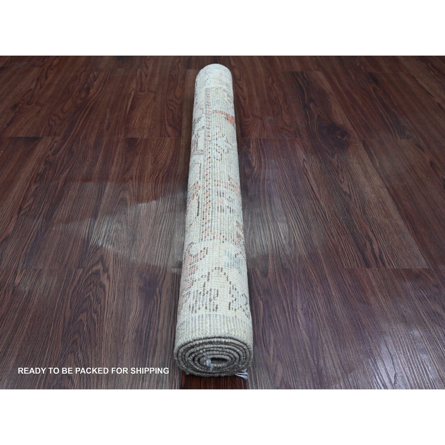 3'X4'9" Gray Hand Knotted Afghan Angora Oushak Floral Pattern Wool Rug