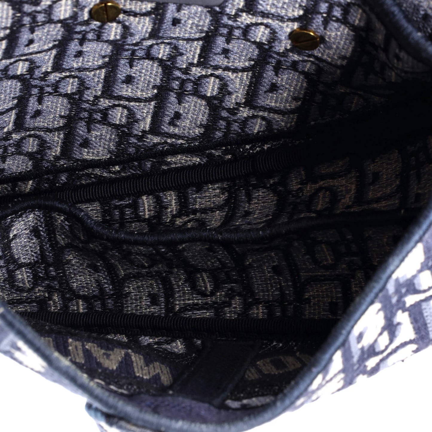 Christian Dior Saddle Handbag Logo Embroidered Oblique Canvas Medium