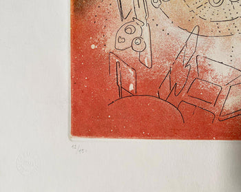 Roberto Sebastian Matta Engraving Hand Signed Numbered By Hand Crayon