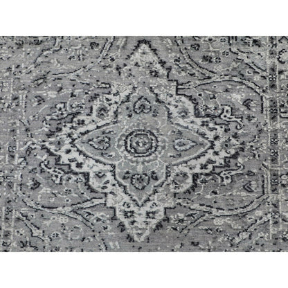 3'1"X5'1" Gray Farsian Silk With Textured Wool Hand Knotted Oriental Rug