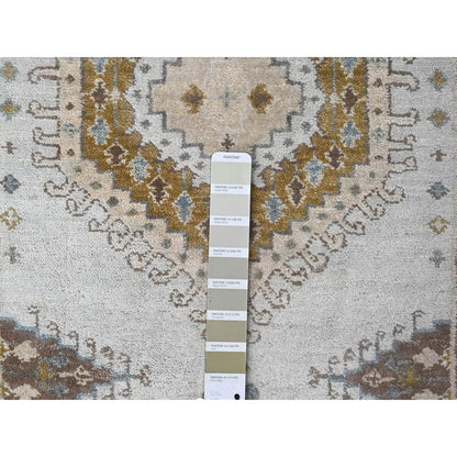 2'7"X19'10" Gray Hand Knotted Pure Wool Zoroastrian Village Xl Runner Rug