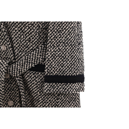 Gucci Women'S Button Up Belted Long Coat Tweed