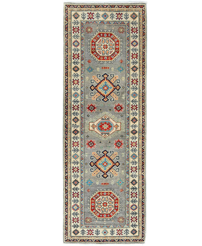 Geometric Tribal Kazak Runner Rug Oriental