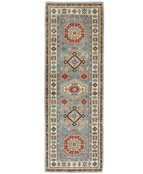 Geometric Tribal Kazak Runner Rug Oriental