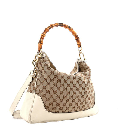 Gucci Diana Bamboo Shoulder Bag Gg Canvas Medium
