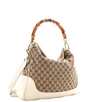 Gucci Diana Bamboo Shoulder Bag Gg Canvas Medium