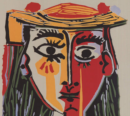 Pablo Picasso Bust Of A Woman With Hat " Offset Lithograph Cubism